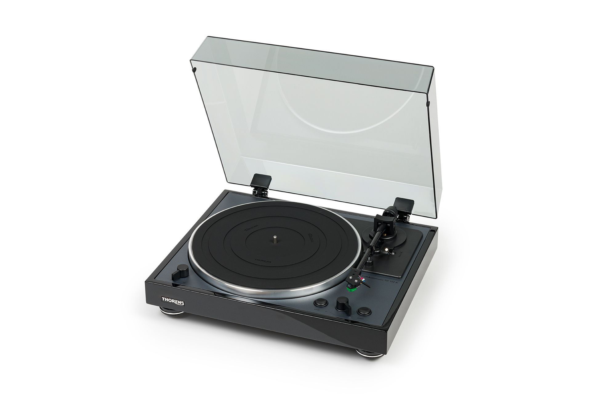 Thorens TD102A - Vollautomatischer Plattenspieler mit integriertem MM Phonovorverstärker und AT VM95